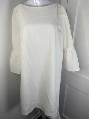 Lafayette 148 New York White Bell-Sleeve Shift Dress